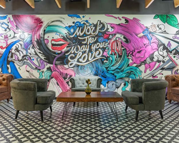 Workspace decoration in printed vinyl