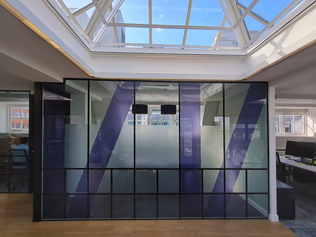 Frosted cut-vinyl for office meeting rooms at Verlinvest, London