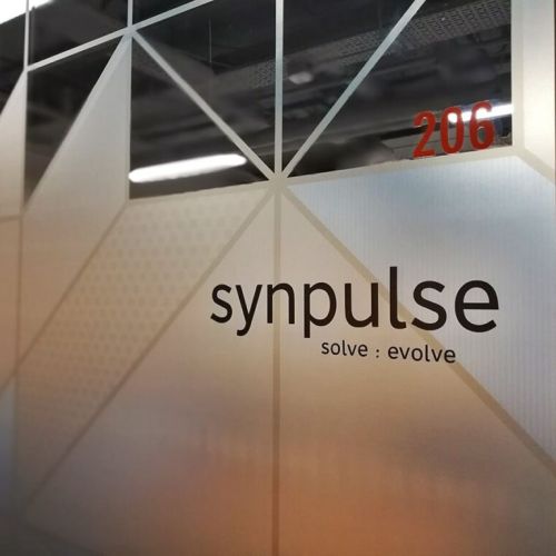 Black vinyl cut logo for office window