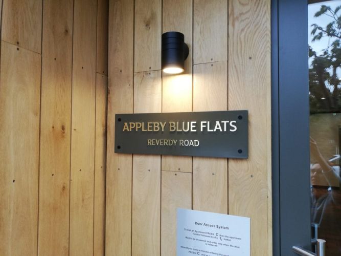 Appleby Blue Flat entrance sign