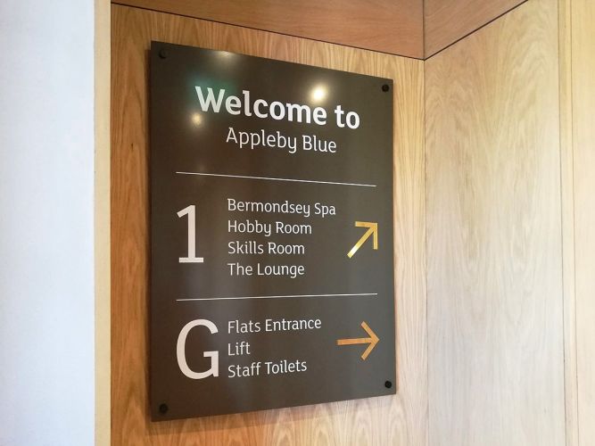 Fire safety compliant Wayfinding signs_Welcome sign Appleby Blue